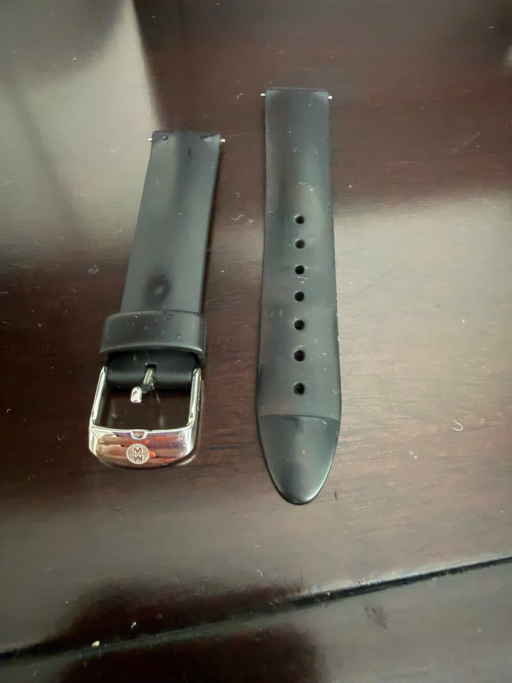 MICHELE Black Silicone Watch Strap Band & Silver Buckle